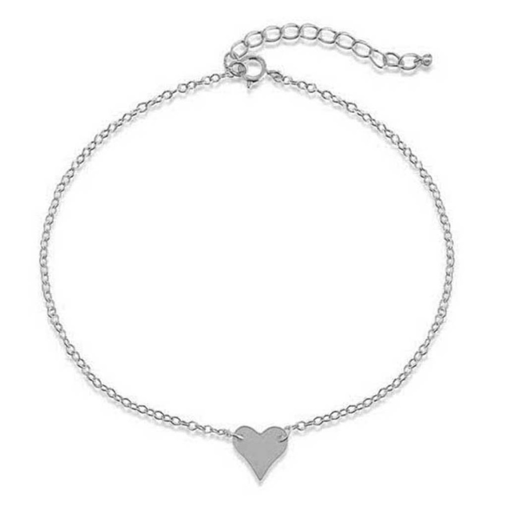 Silver Heart Ankle Bracelet